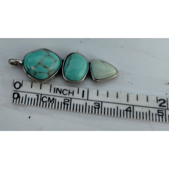 Lucky Brand Turquoise Silver Pendant Necklace Multi Way Charm Accents - Picture 7 of 16